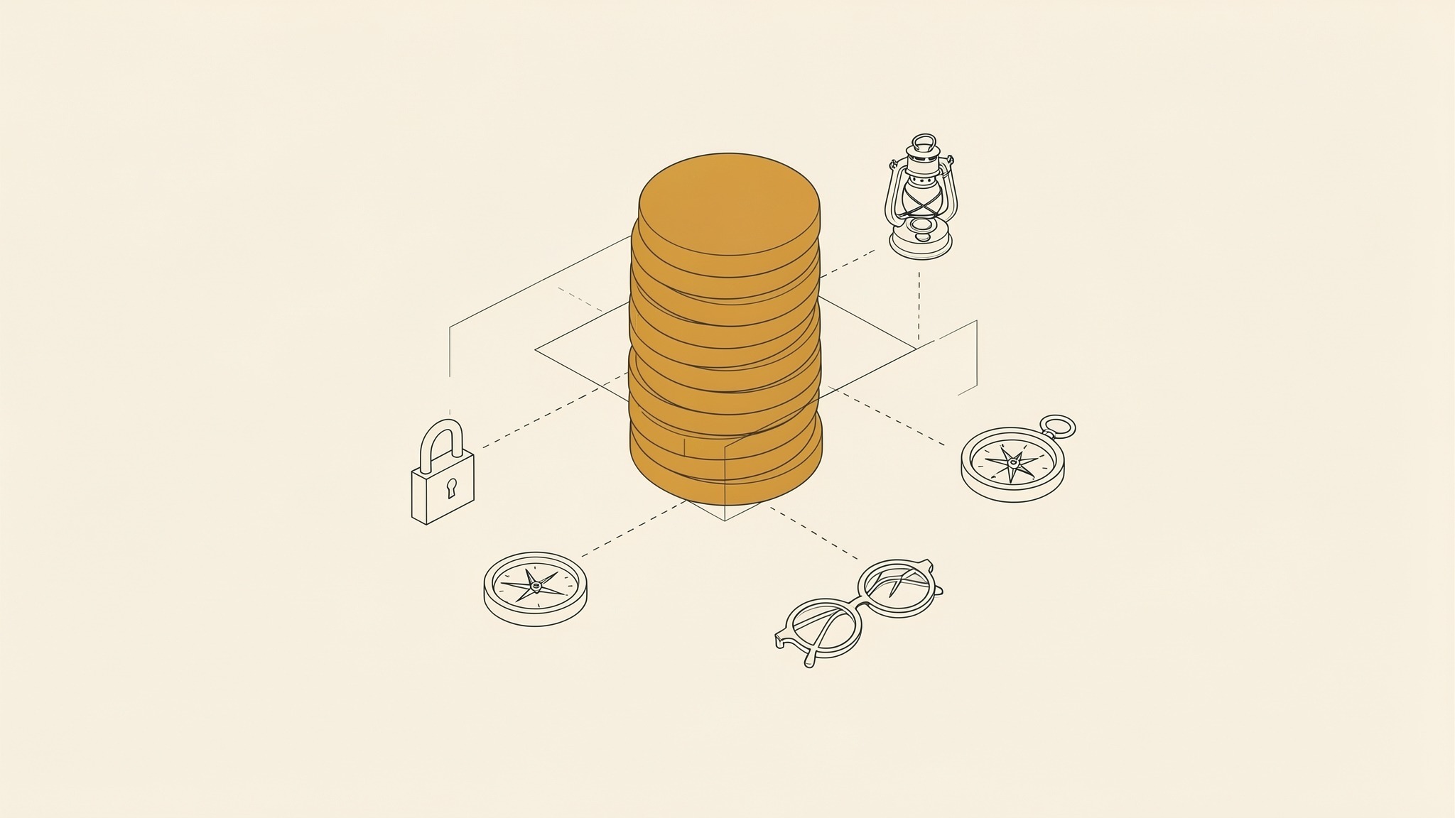 An isometric illustration of a stack of round tokens